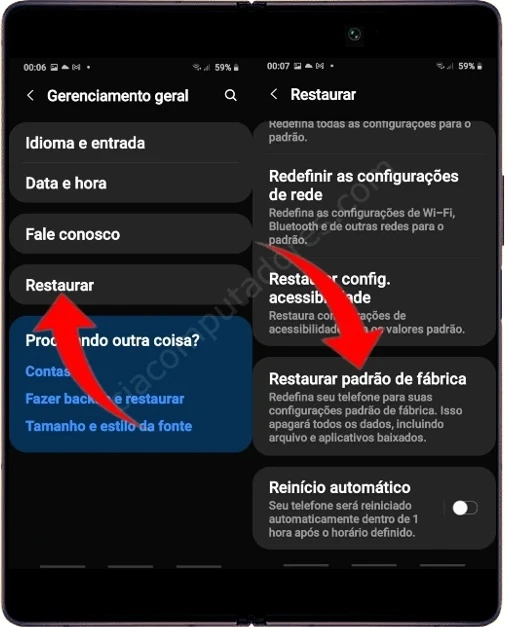 Como formatar Samsung Galaxy Fold 2 5G pelas configurações?