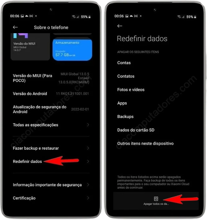 Como formatar o Xiaomi 14T através das configurações?