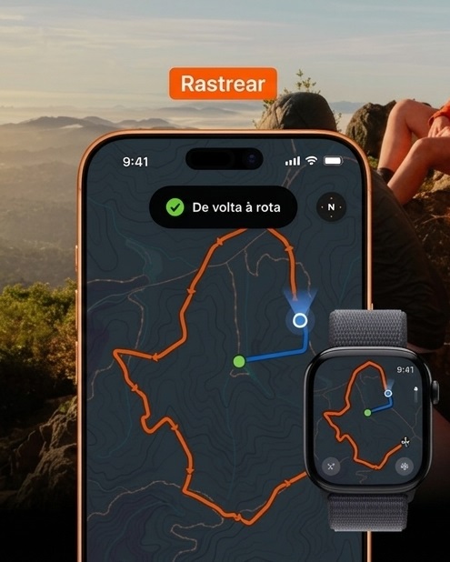 Aplicativo Strava destacando a função 'Rastrear'.
