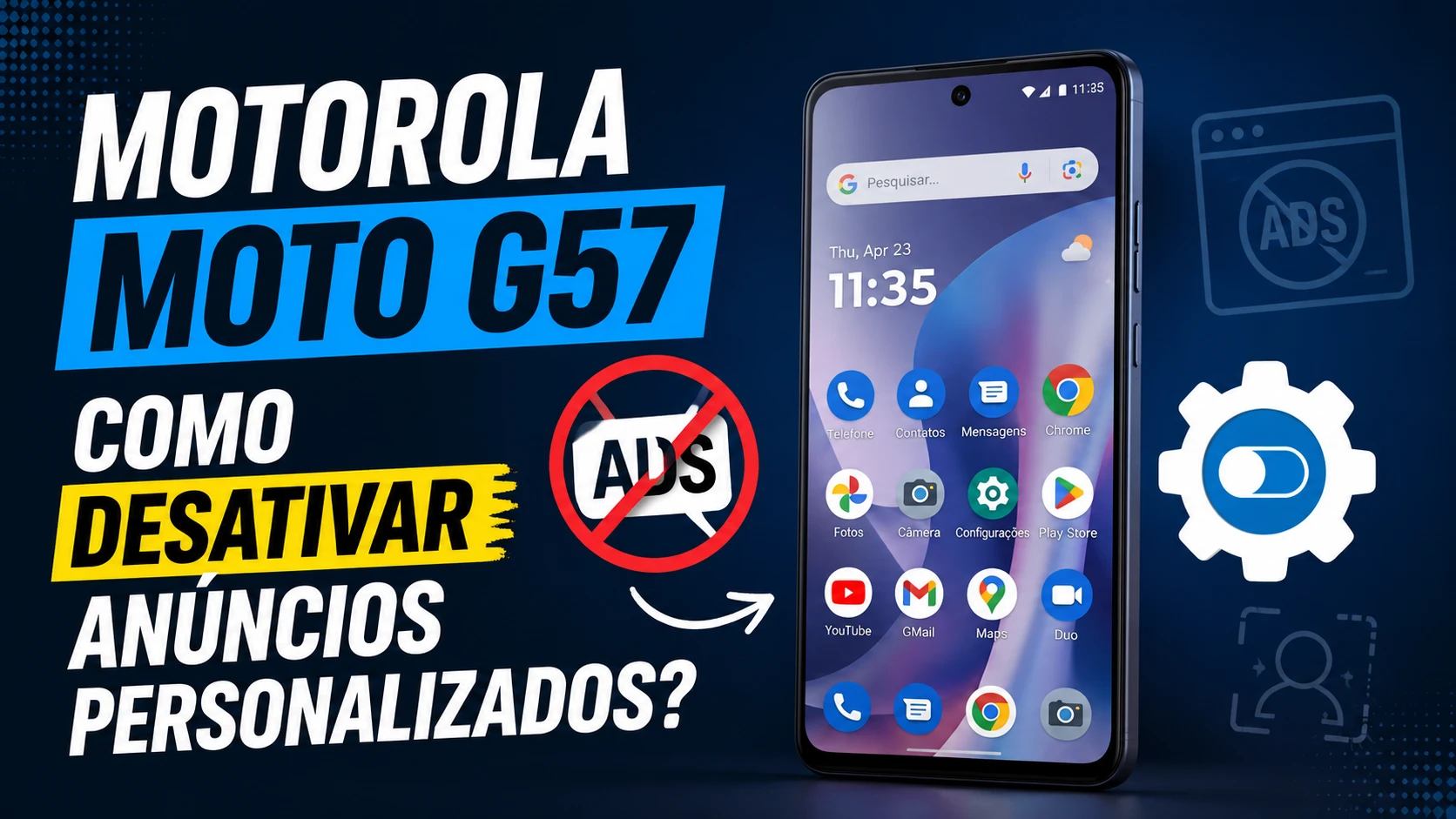 Como desativar anúncios personalizados no Motorola Moto G57?