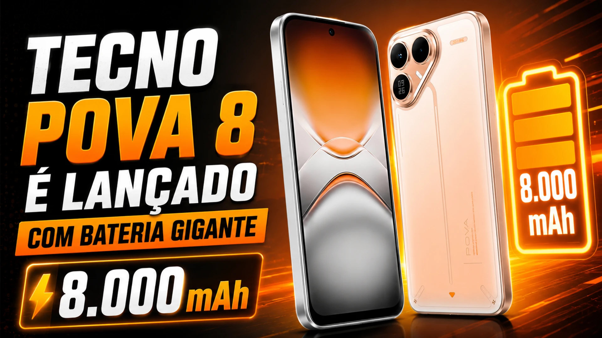 Tecno Pova 8 é lançado com bateria de 8.000 mAh e promessa de até dois dias de uso